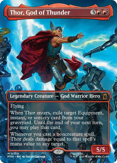Image for Thor, God of Thunder (Borderless) (0338) (338) (Foil) (Marvel Super Heroes) (MSH) - Magic: The Gathering