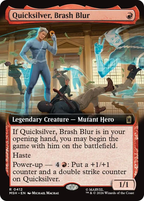Image for Quicksilver, Brash Blur (Extended Art) (412) (Marvel Super Heroes) (MSH) - Magic: The Gathering
