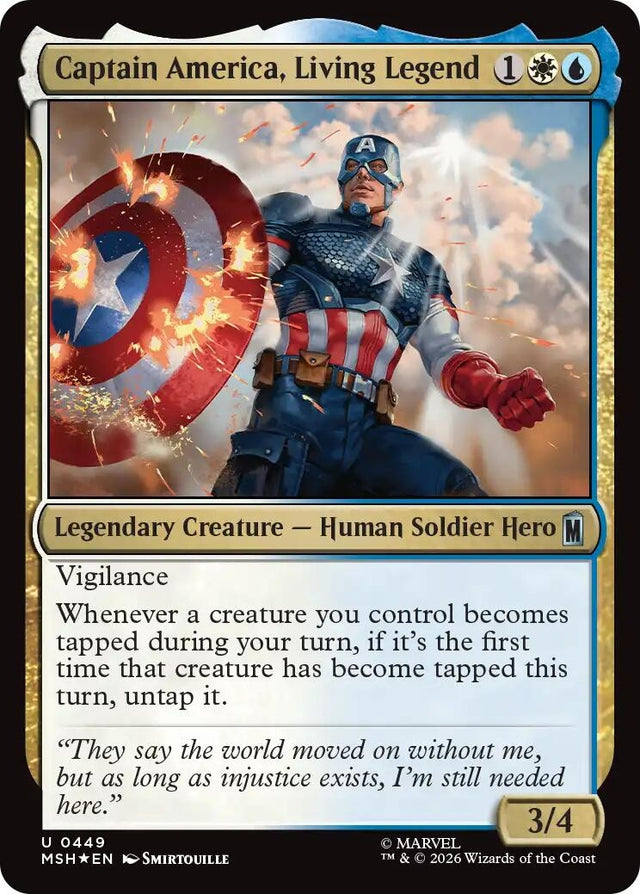 Image for Captain America, Living Legend (Surge Foil) (449) (Foil) (Marvel Super Heroes) (MSH) - Magic: The Gathering