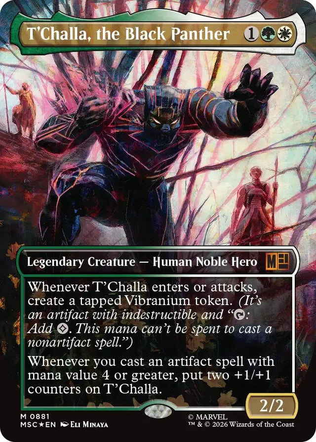 Image for T'Challa, the Black Panther (Borderless) (Surge Foil) (881) (Foil) (Commander: Marvel Super Heroes) (MSC) - Magic: The Gathering