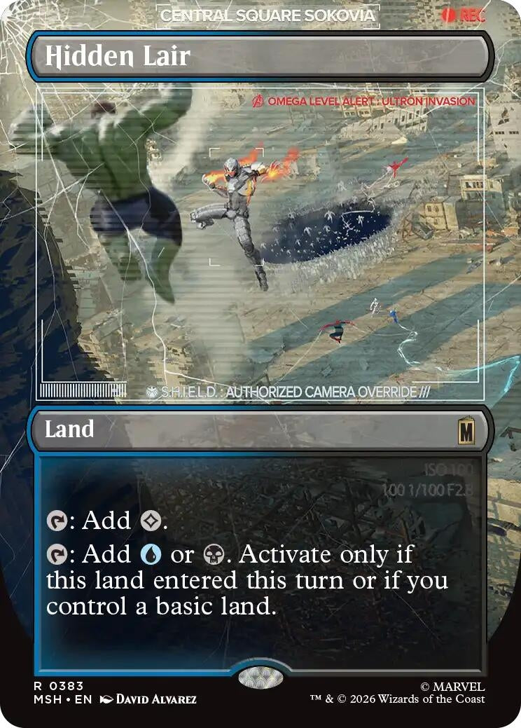 Image for Hidden Lair (Borderless) (383) (Foil) (Marvel Super Heroes) (MSH) - Magic: The Gathering