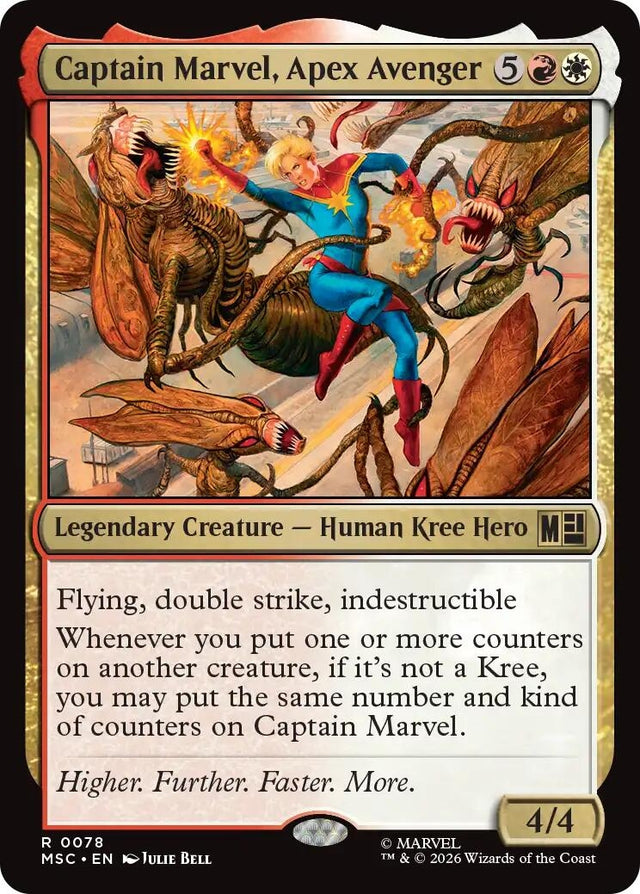 Image for Captain Marvel, Apex Avenger (Surge Foil) (78) (Foil) (Commander: Marvel Super Heroes) (MSC) - Magic: The Gathering