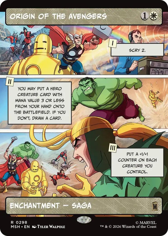 Image for Origin of the Avengers (Borderless) (298) (Marvel Super Heroes) (MSH) - Magic: The Gathering