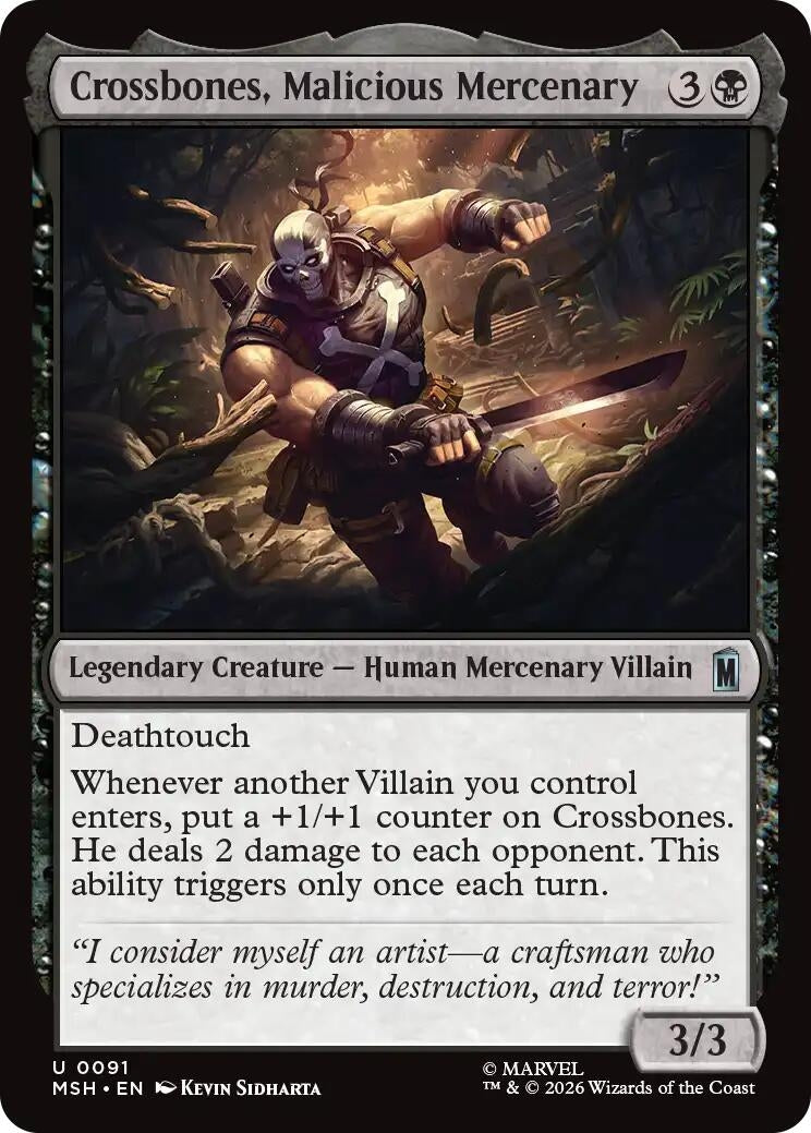 Image for Crossbones, Malicious Mercenary (91) (Foil) (Marvel Super Heroes) (MSH) - Magic: The Gathering