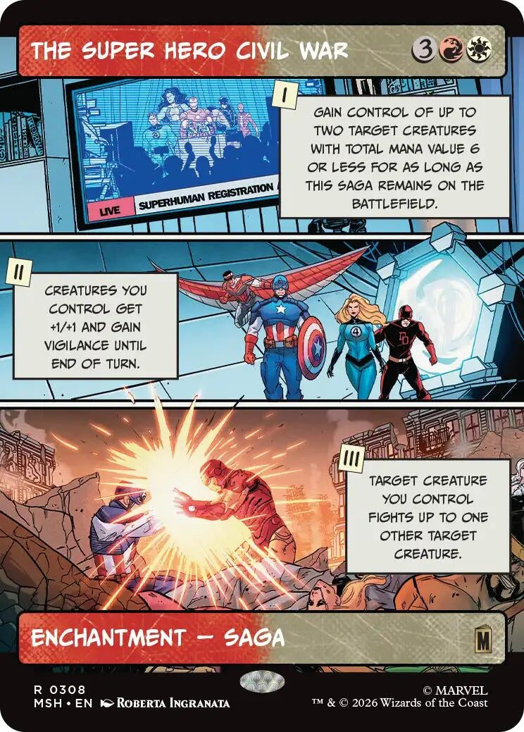 Image for The Super Hero Civil War (Borderless) (308) (Foil) (Marvel Super Heroes) (MSH) - Magic: The Gathering