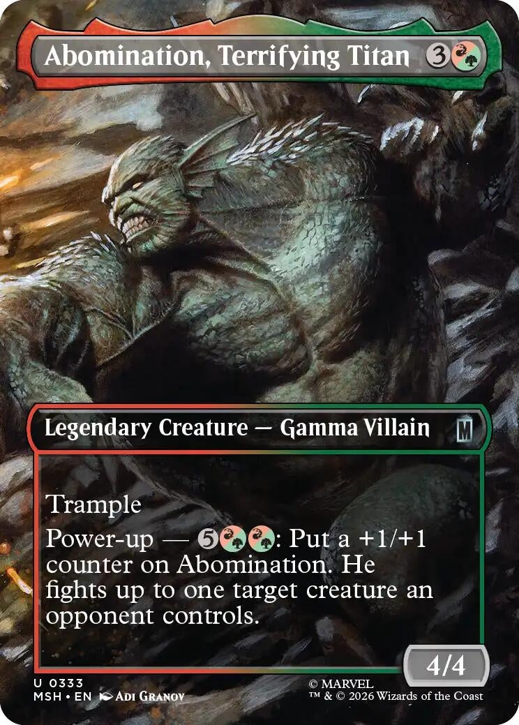 Image for Abomination, Terrifying Titan (Borderless) (333) (Foil) (Marvel Super Heroes) (MSH) - Magic: The Gathering