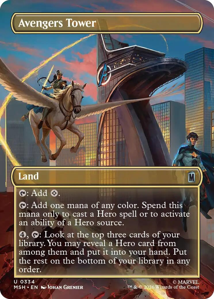 Image for Avengers Tower (Borderless) (334) (Foil) (Marvel Super Heroes) (MSH) - Magic: The Gathering