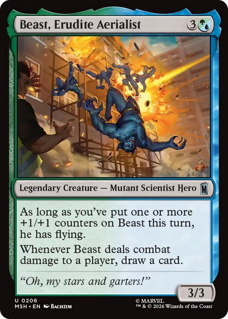 Image for Beast, Erudite Aerialist (206) (Marvel Super Heroes) (MSH) - Magic: The Gathering
