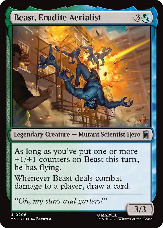 Image for Beast, Erudite Aerialist (206) (Foil) (Marvel Super Heroes) (MSH) - Magic: The Gathering