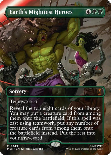 Image for Earth's Mightiest Heroes (Borderless) (349) (Foil) (Marvel Super Heroes) (MSH) - Magic: The Gathering