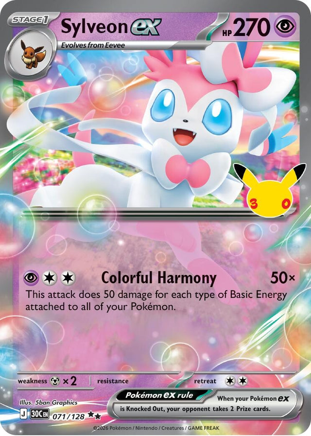 Image for Sylveon ex (071/128) (Holofoil) (ME: 30th Celebration) (30C) - Pokemon