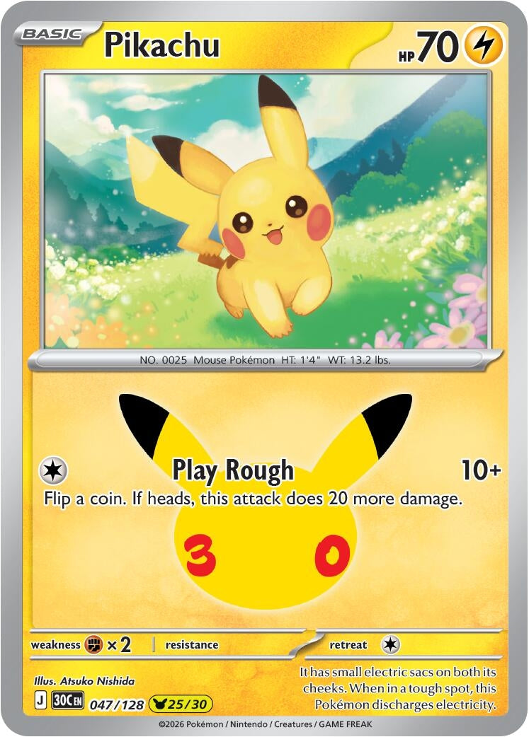 Image for Pikachu (047/128) (Holofoil) (ME: 30th Celebration) (30C) - Pokemon