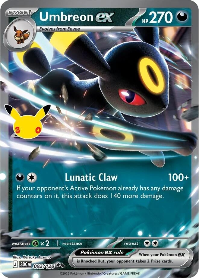 Image for Umbreon ex (092/128) (Holofoil) (ME: 30th Celebration) (30C) - Pokemon