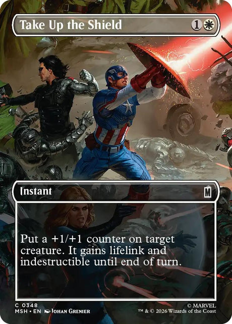 Image for Take Up the Shield (Borderless) (348) (Marvel Super Heroes) (MSH) - Magic: The Gathering