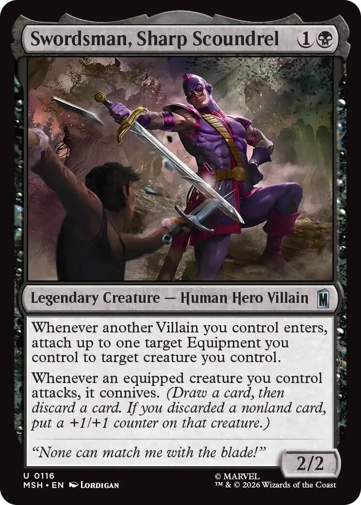 Image for Swordsman, Sharp Scoundrel (116) (Foil) (Marvel Super Heroes) (MSH) - Magic: The Gathering