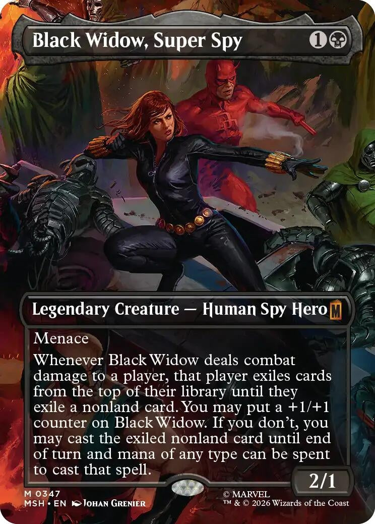 Image for Black Widow, Super Spy (Borderless) (0347) (347) (Foil) (Marvel Super Heroes) (MSH) - Magic: The Gathering