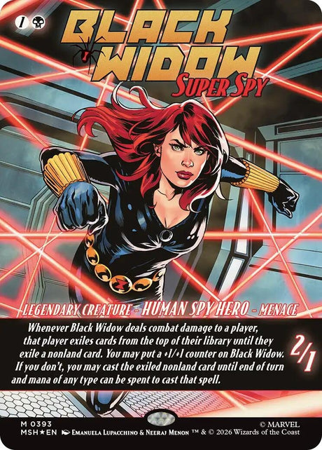 Image for Black Widow, Super Spy (Borderless) (0393) (393) (Foil) (Marvel Super Heroes) (MSH) - Magic: The Gathering