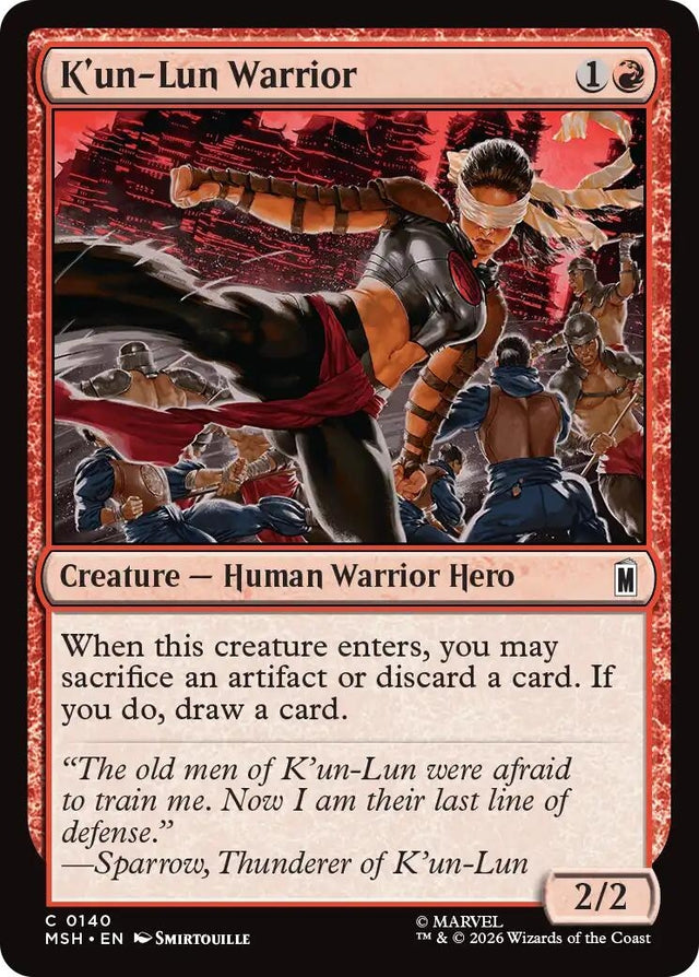 Image for K'un-Lun Warrior (140) (Foil) (Marvel Super Heroes) (MSH) - Magic: The Gathering