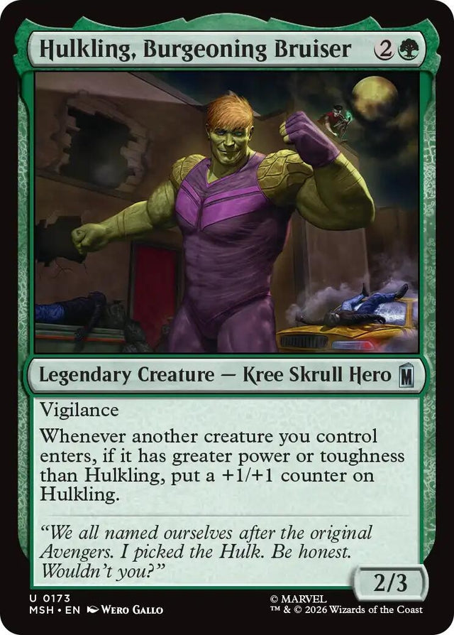 Image for Hulkling, Burgeoning Bruiser (173) (Foil) (Marvel Super Heroes) (MSH) - Magic: The Gathering