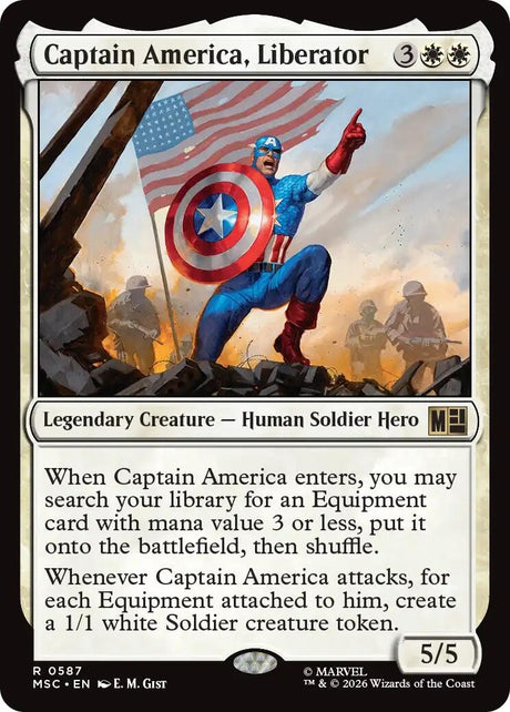 Image for Captain America, Liberator (587) (Commander: Marvel Super Heroes) (MSC) - Magic: The Gathering