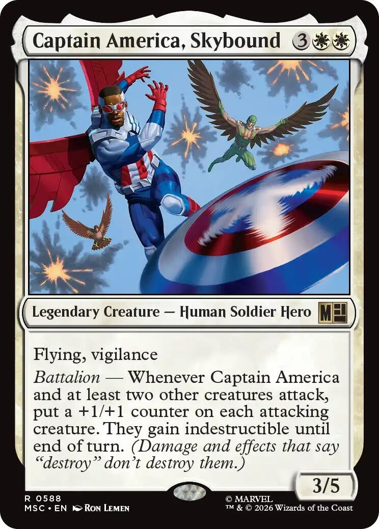 Image for Captain America, Skybound (588) (Foil) (Commander: Marvel Super Heroes) (MSC) - Magic: The Gathering