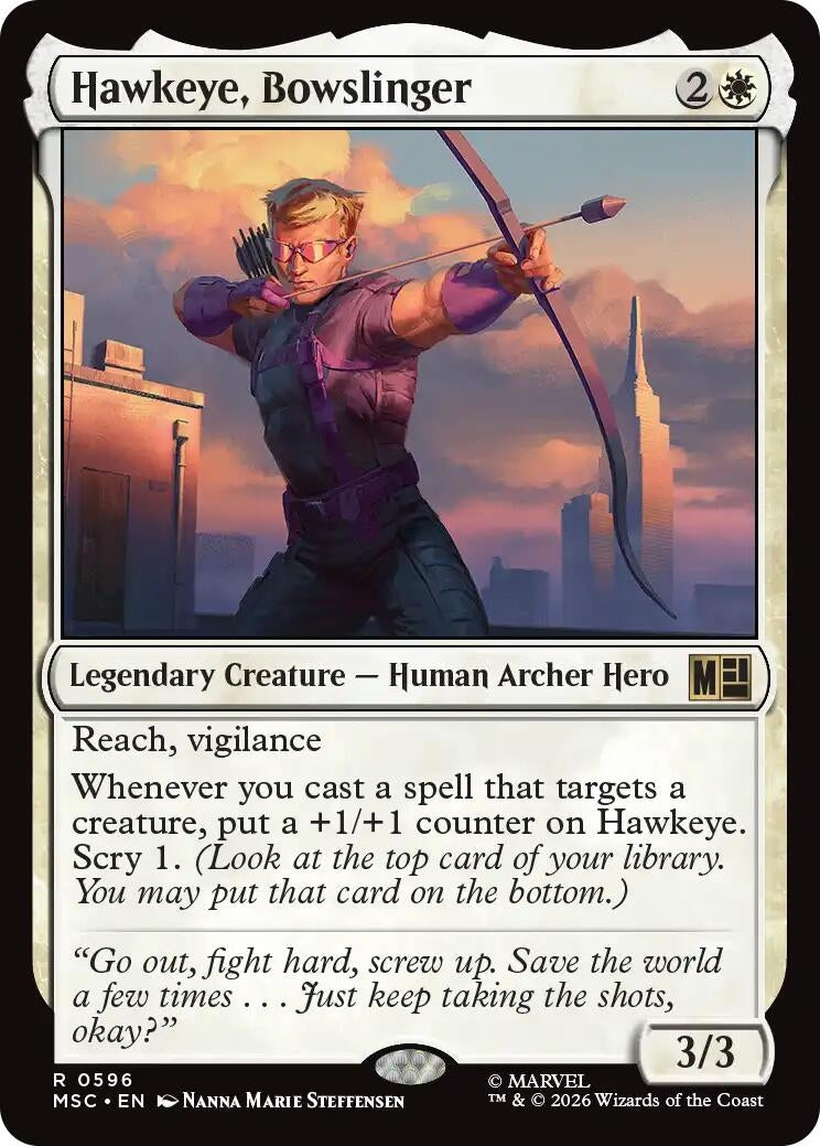 Image for Hawkeye, Bowslinger (596) (Commander: Marvel Super Heroes) (MSC) - Magic: The Gathering