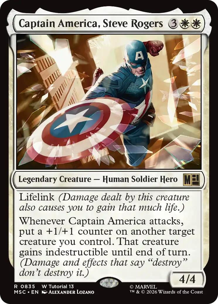 Image for Captain America, Steve Rogers (0835) (835) (Commander: Marvel Super Heroes) (MSC) - Magic: The Gathering