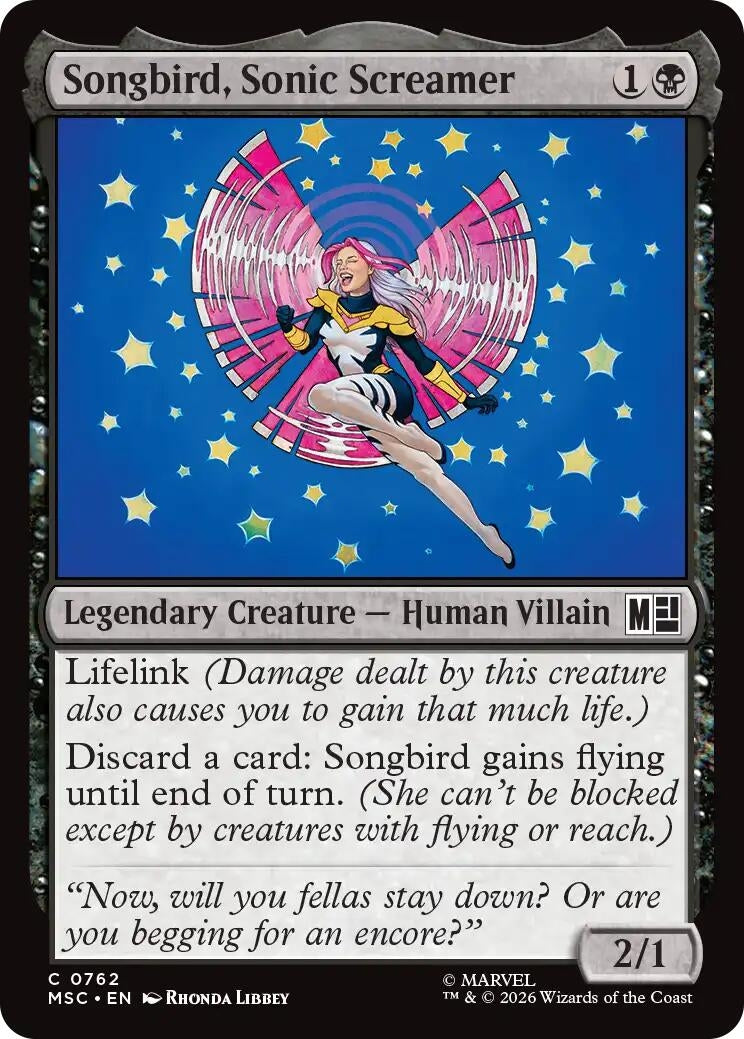 Image for Songbird, Sonic Screamer (762) (Commander: Marvel Super Heroes) (MSC) - Magic: The Gathering