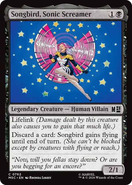 Image for Songbird, Sonic Screamer (762) (Foil) (Commander: Marvel Super Heroes) (MSC) - Magic: The Gathering