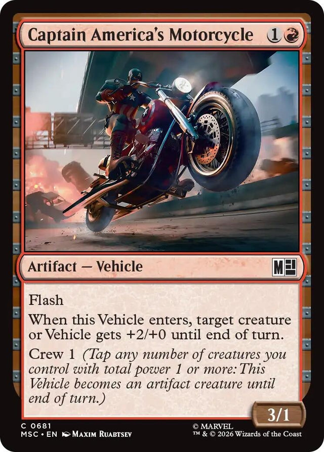 Image for Captain America's Motorcycle (681) (Foil) (Commander: Marvel Super Heroes) (MSC) - Magic: The Gathering