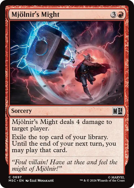 Image for Mjolnir's Might (697) (Foil) (Commander: Marvel Super Heroes) (MSC) - Magic: The Gathering