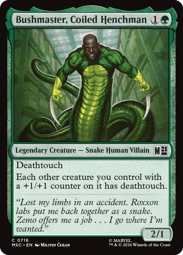 Image for Bushmaster, Coiled Henchman (716) (Foil) (Commander: Marvel Super Heroes) (MSC) - Magic: The Gathering