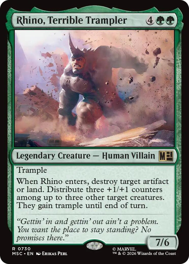 Image for Rhino, Terrible Trampler (730) (Foil) (Commander: Marvel Super Heroes) (MSC) - Magic: The Gathering