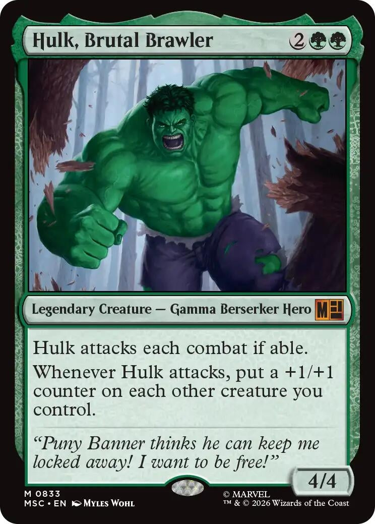 Image for Hulk, Brutal Brawler (833) (Foil) (Commander: Marvel Super Heroes) (MSC) - Magic: The Gathering
