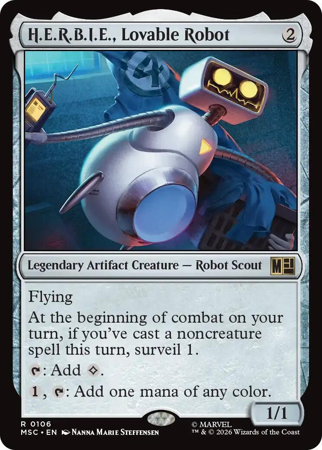 Image for H.E.R.B.I.E., Lovable Robot (Surge Foil) (106) (Foil) (Commander: Marvel Super Heroes) (MSC) - Magic: The Gathering