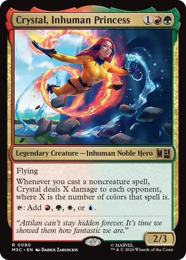 Image for Crystal, Inhuman Princess (Surge Foil) (80) (Foil) (Commander: Marvel Super Heroes) (MSC) - Magic: The Gathering