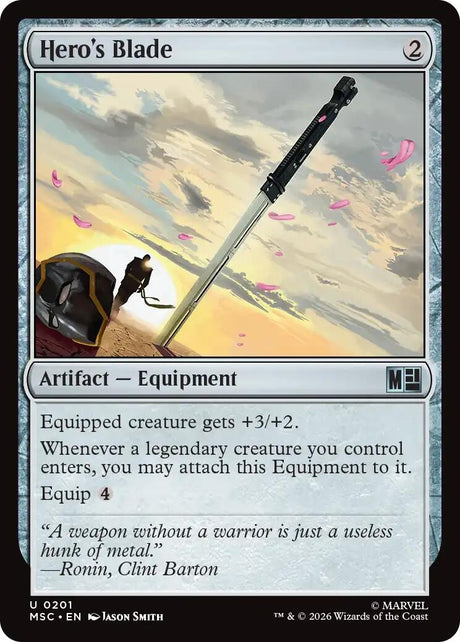 Image for Hero's Blade (Surge Foil) (201) (Foil) (Commander: Marvel Super Heroes) (MSC) - Magic: The Gathering