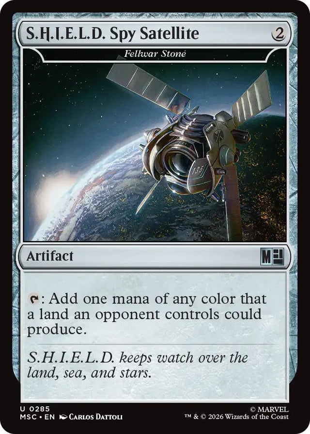 Image for S.H.I.E.L.D. Spy Satellite - Fellwar Stone (Surge Foil) (285) (Foil) (Commander: Marvel Super Heroes) (MSC) - Magic: The Gathering