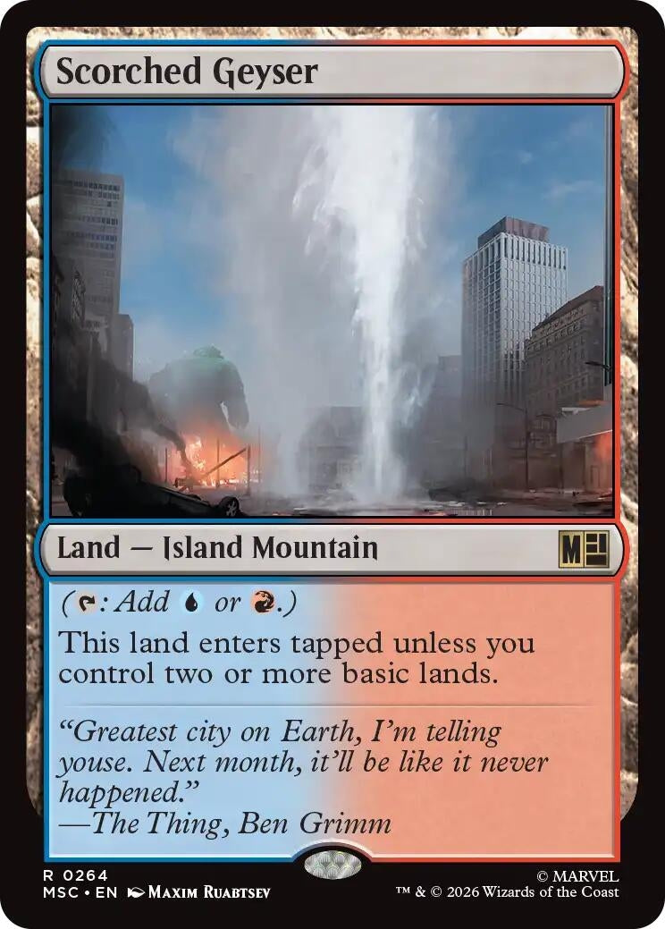 Image for Scorched Geyser (Surge Foil) (264) (Foil) (Commander: Marvel Super Heroes) (MSC) - Magic: The Gathering