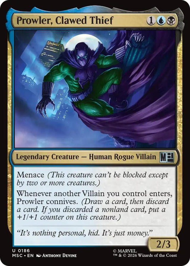 Image for Prowler, Clawed Thief (Surge Foil) (186) (Foil) (Commander: Marvel Super Heroes) (MSC) - Magic: The Gathering
