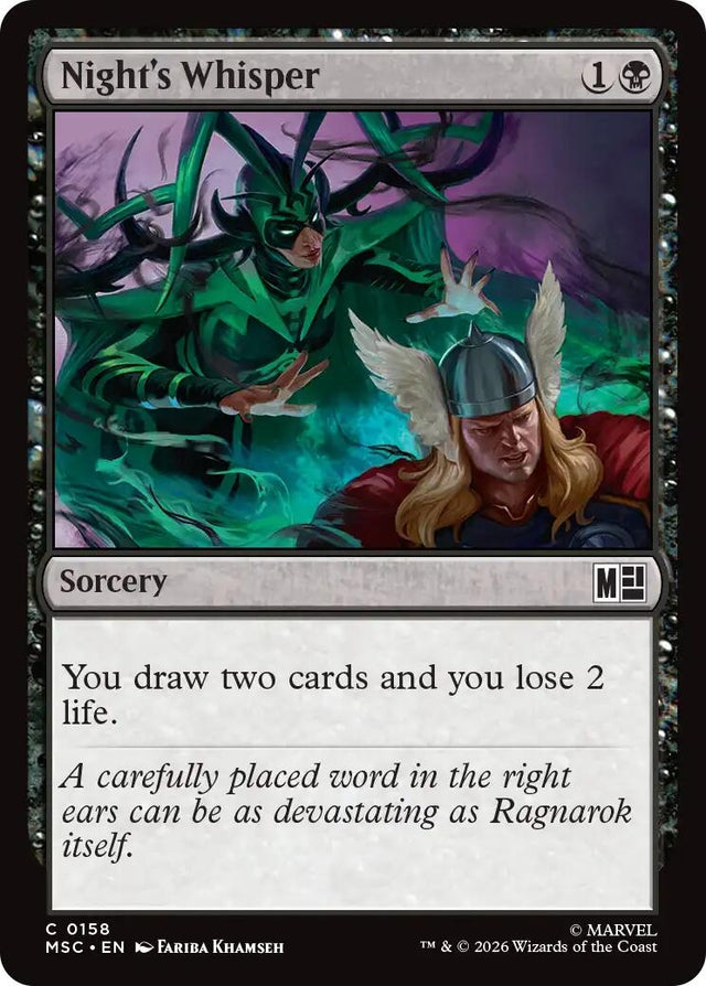 Image for Night's Whisper (Surge Foil) (158) (Foil) (Commander: Marvel Super Heroes) (MSC) - Magic: The Gathering
