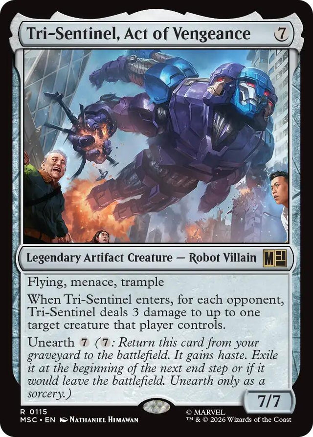 Image for Tri-Sentinel, Act of Vengeance (115) (Commander: Marvel Super Heroes) (MSC) - Magic: The Gathering