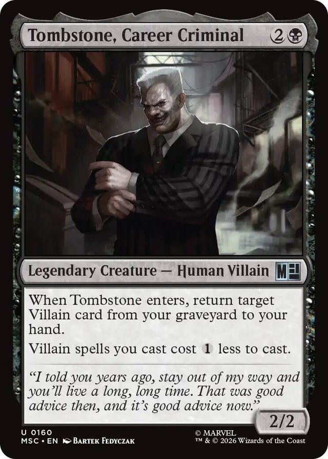 Image for Tombstone, Career Criminal (0160) (Surge Foil) (160) (Foil) (Commander: Marvel Super Heroes) (MSC) - Magic: The Gathering