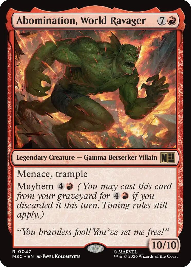 Image for Abomination, World Ravager (47) (Commander: Marvel Super Heroes) (MSC) - Magic: The Gathering