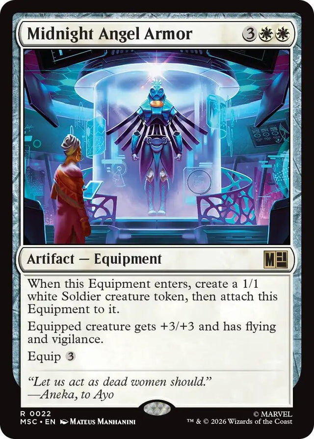 Image for Midnight Angel Armor (Surge Foil) (22) (Foil) (Commander: Marvel Super Heroes) (MSC) - Magic: The Gathering