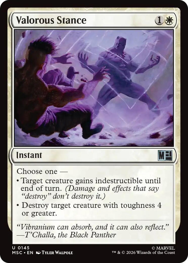 Image for Valorous Stance (Surge Foil) (145) (Foil) (Commander: Marvel Super Heroes) (MSC) - Magic: The Gathering