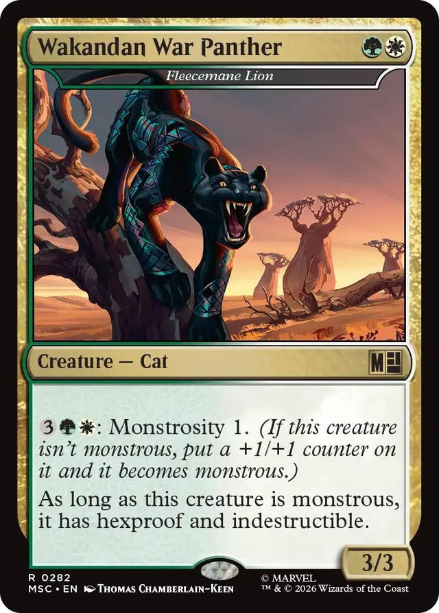 Image for Wakandan War Panther - Fleecemane Lion (Surge Foil) (282) (Foil) (Commander: Marvel Super Heroes) (MSC) - Magic: The Gathering