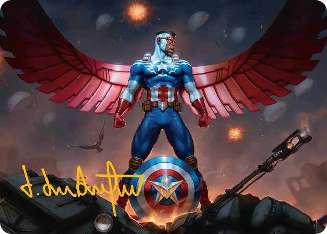 Image for Captain America, Wings of Freedom Art Card (2/45) (Gold-Stamped Signature) (2) (Art Series: Marvel Super Heroes) (AAMSH) - Magic: The Gathering