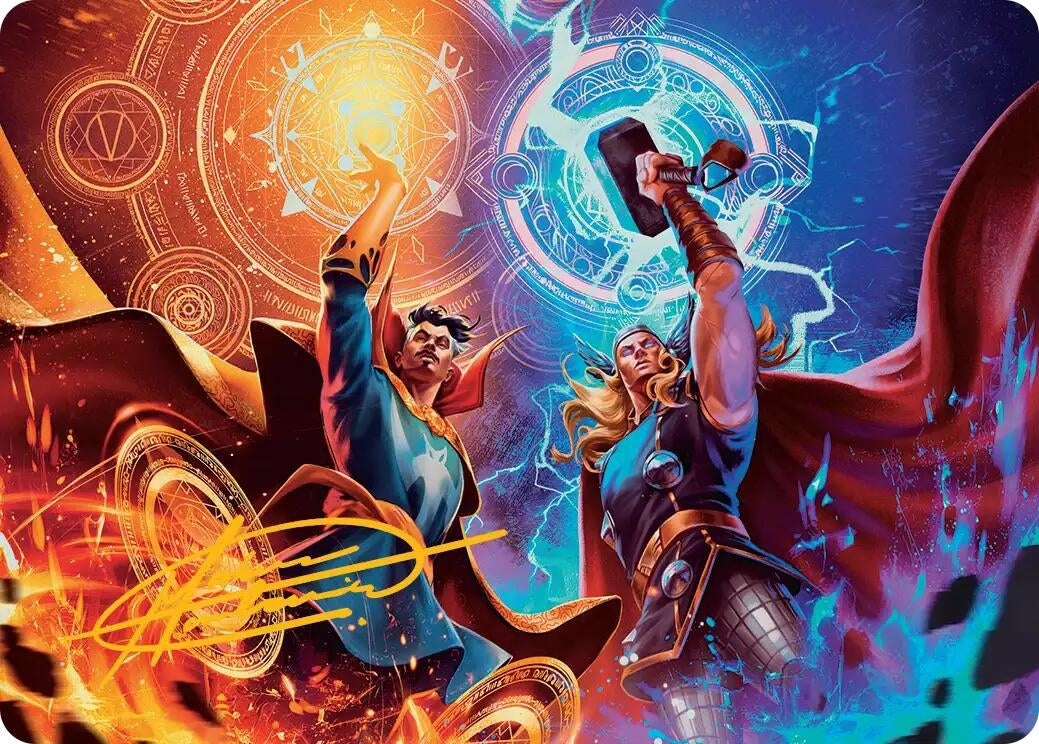 Image for We Say Thee Nay! Art Card (Gold-Stamped Signature) (7) (Art Series: Marvel Super Heroes) (AAMSH) - Magic: The Gathering