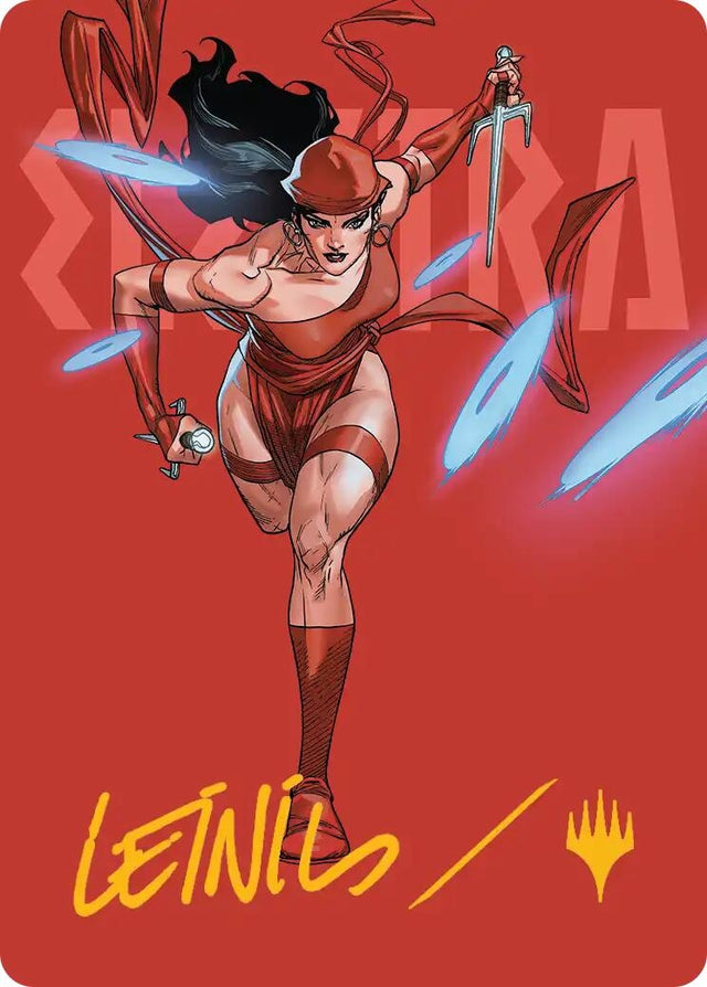 Image for Elektra, Daughter of the Hand Art Card (Gold-Stamped Signature) (25) (Art Series: Marvel Super Heroes) (AAMSH) - Magic: The Gathering